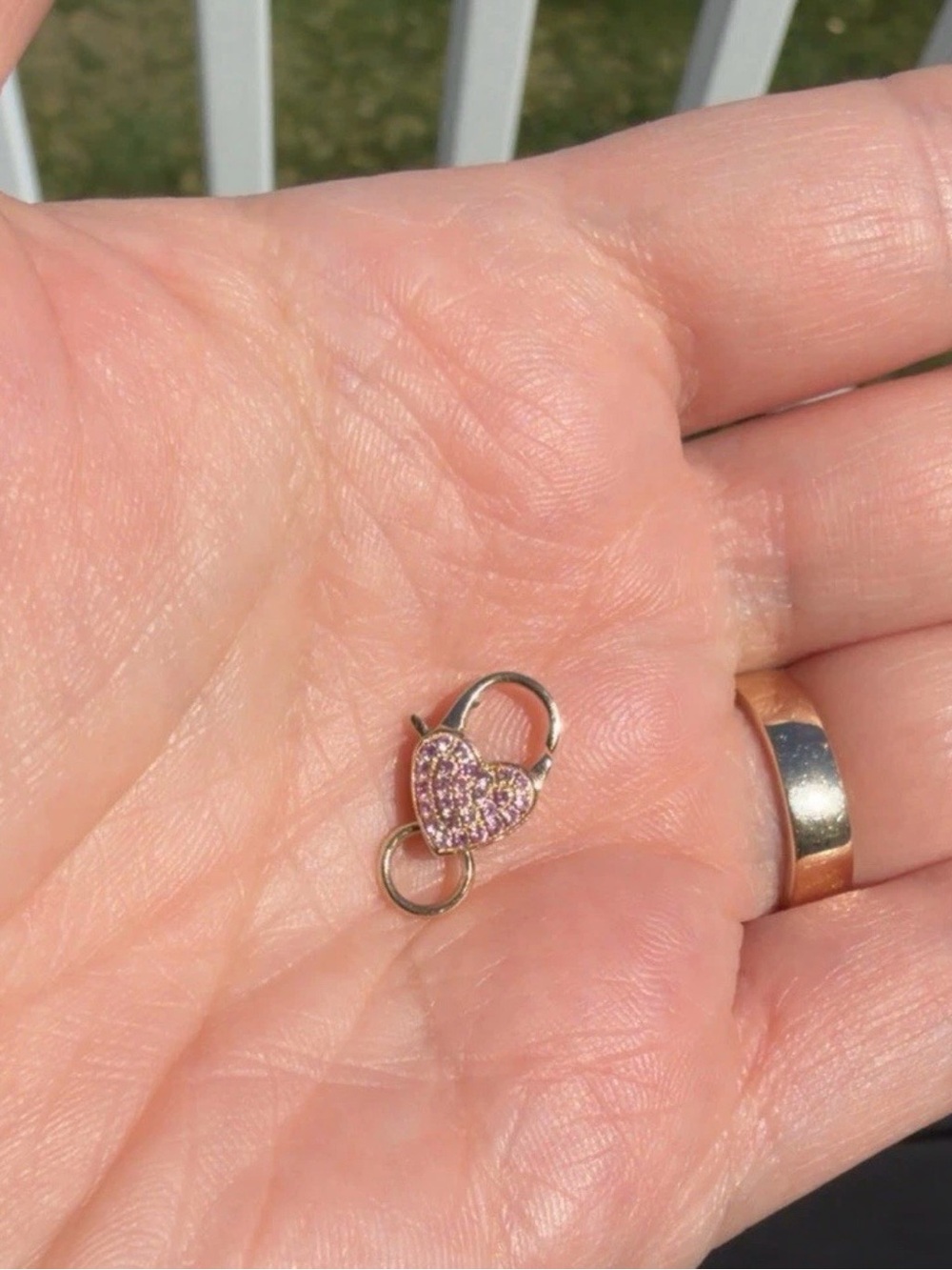 Heart 14k Gold Shaped Pink Sapphire Pendant Clasp Women Jewelry - Picture 2 of 2